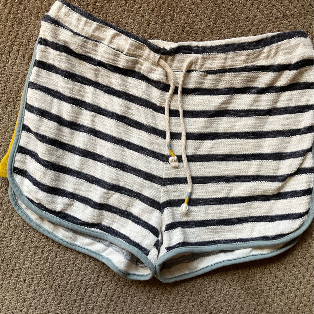 Hem & Thread Navy and White Striped Terry Shorts (large)